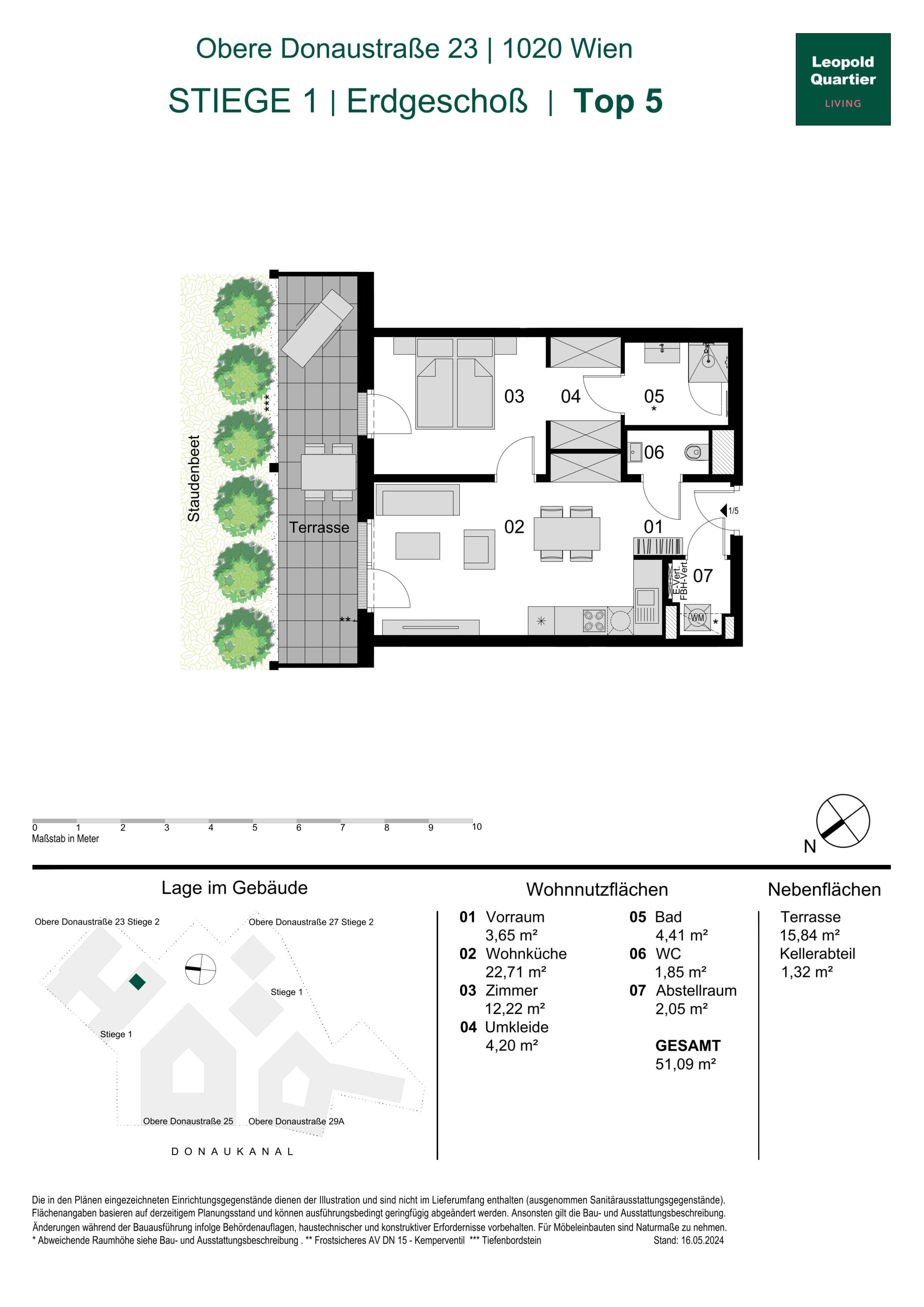 Grundriss 89049 — LeopoldQuartier LIVING — 2 Zimmer — 51,1 m² — Ground floor