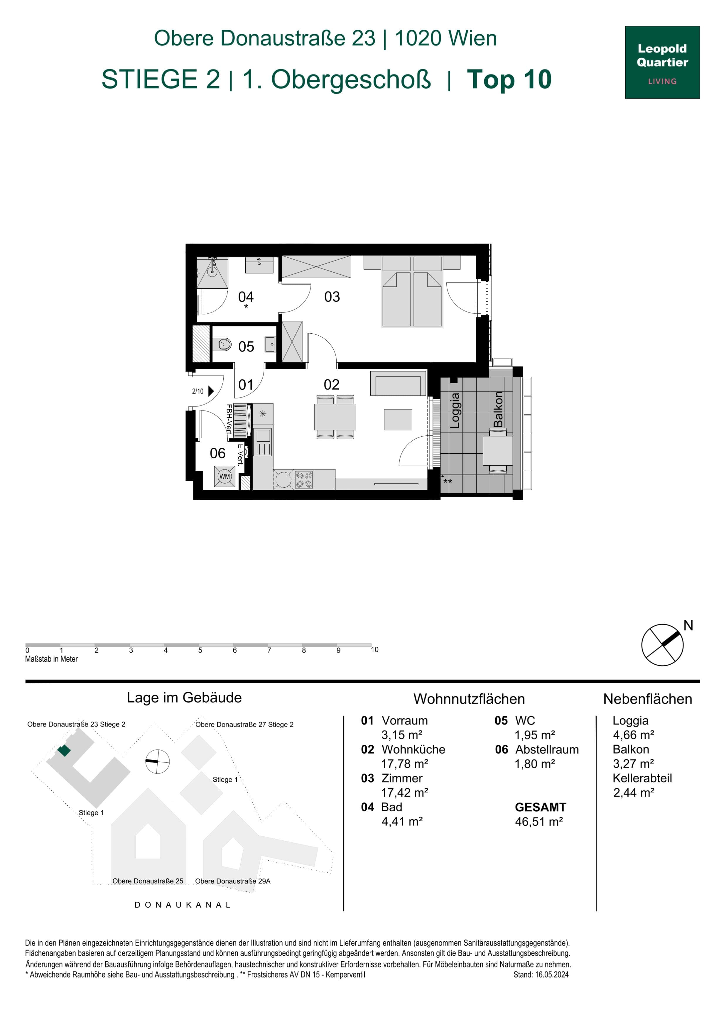 Grundriss 89145 — LeopoldQuartier LIVING — 2 Zimmer — 46,5 m² — 1st floor