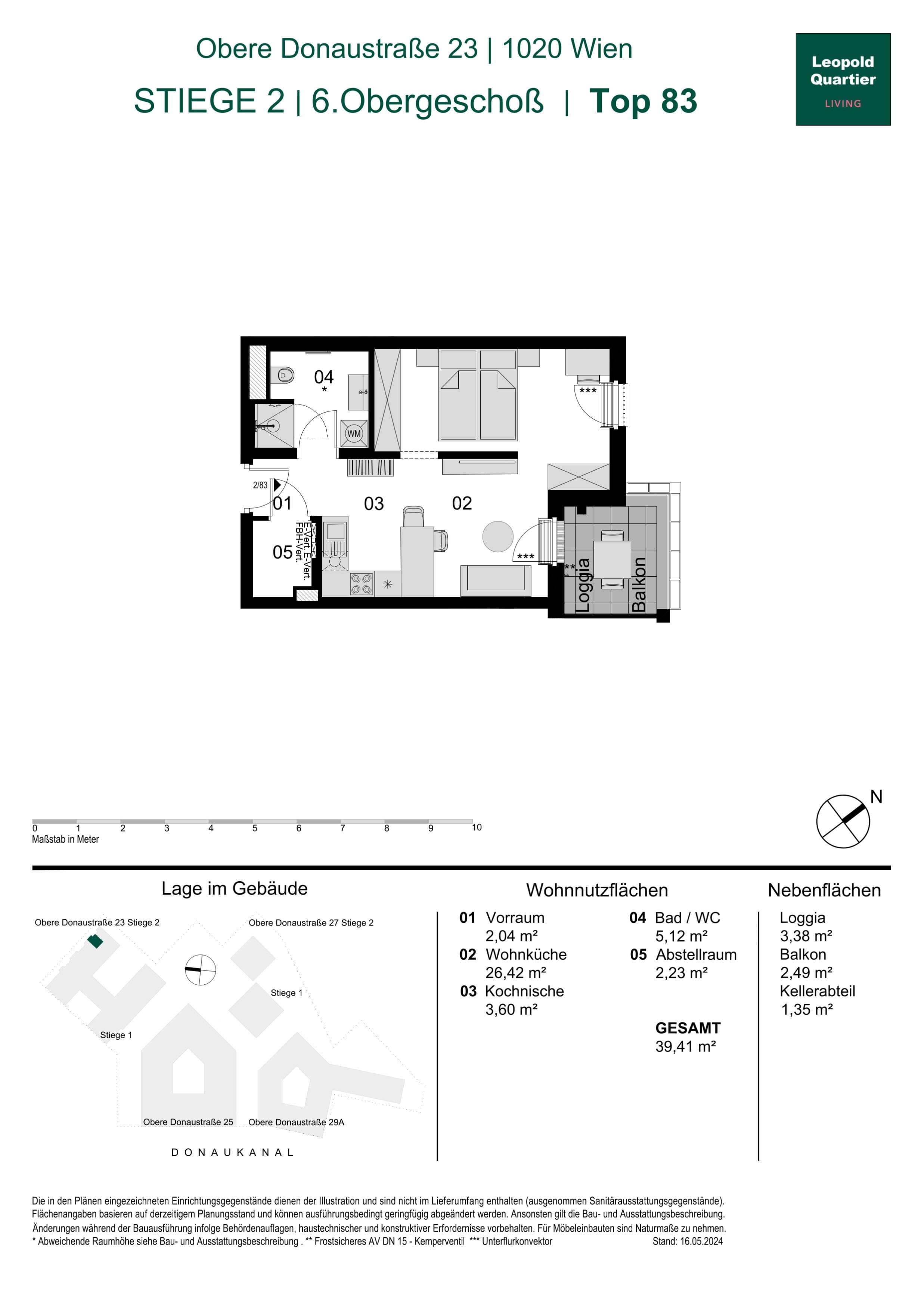 Grundriss 89218 — LeopoldQuartier LIVING — 1.5 Zimmer — 39,4 m² — 6th floor
