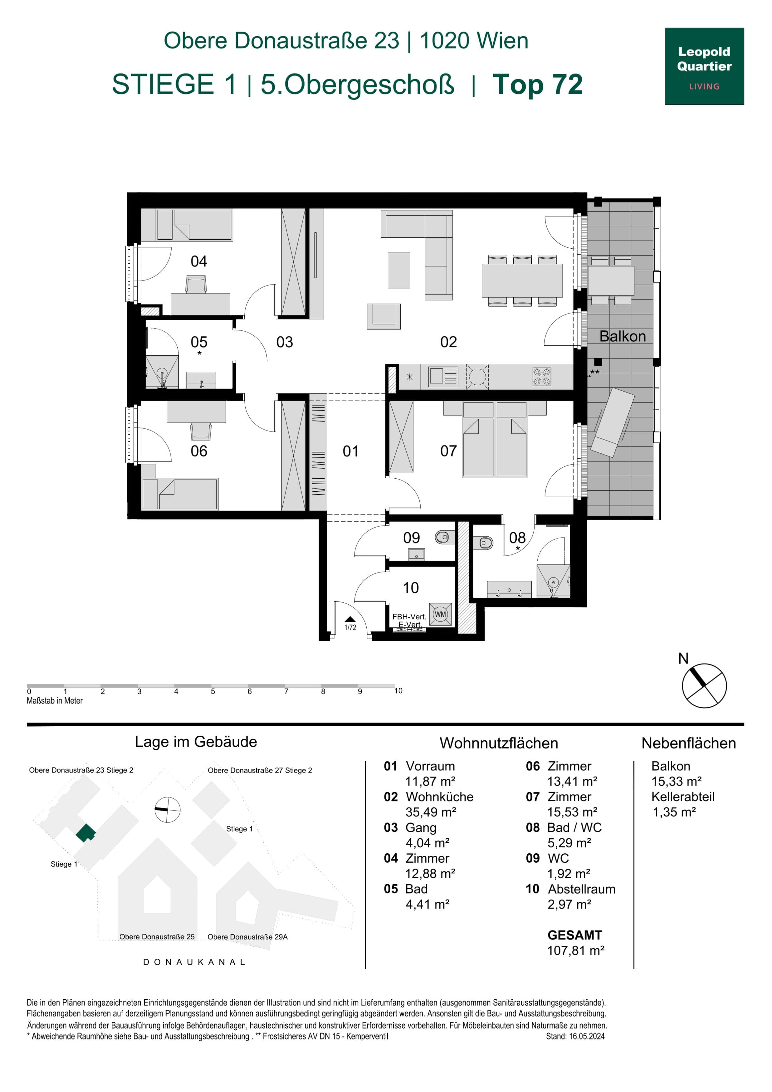 Grundriss 89116 — LeopoldQuartier LIVING — 4 Zimmer — 107,8 m² — 5th floor
