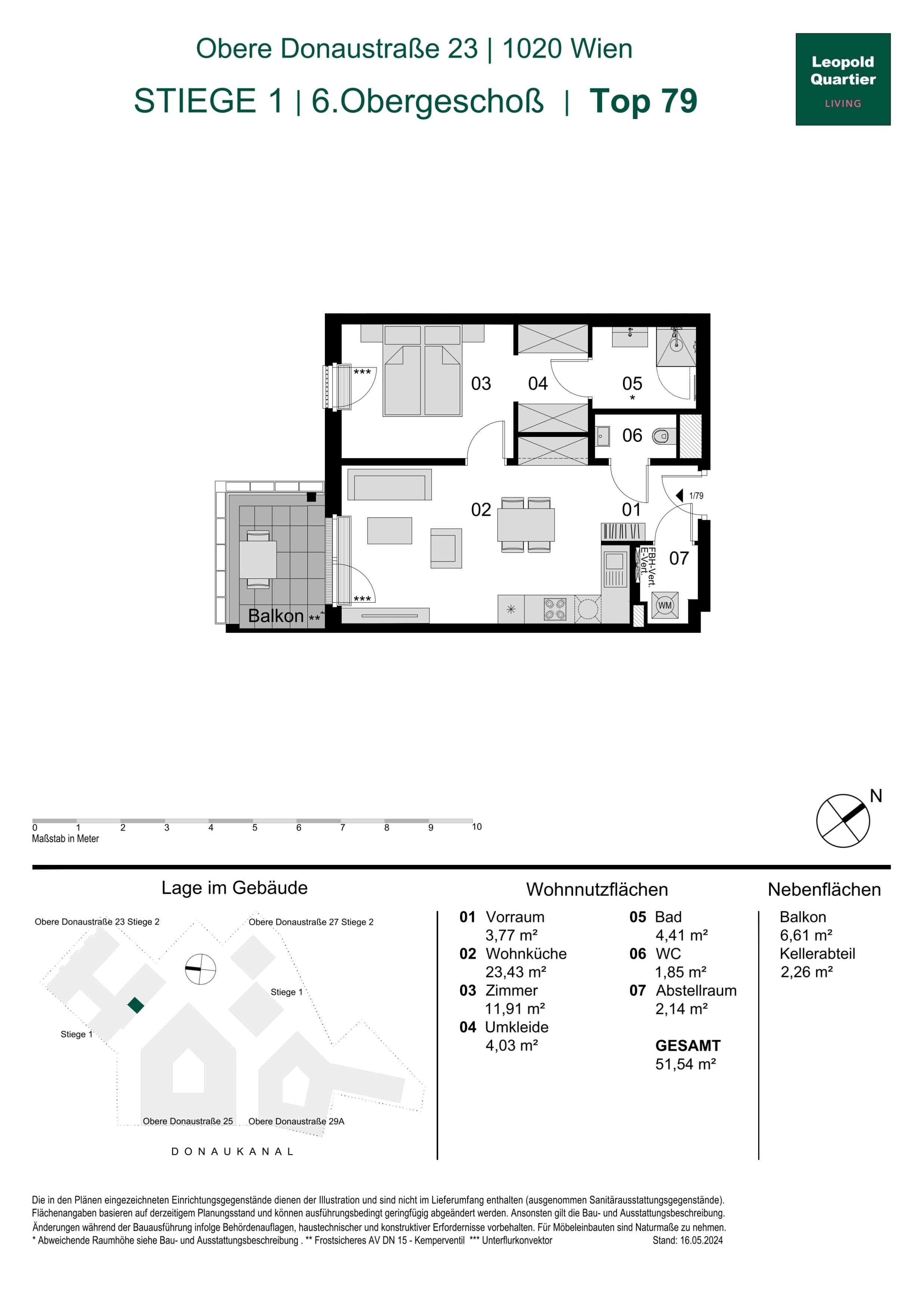Grundriss 89123 — LeopoldQuartier LIVING — 2 Zimmer — 51,5 m² — 6th floor