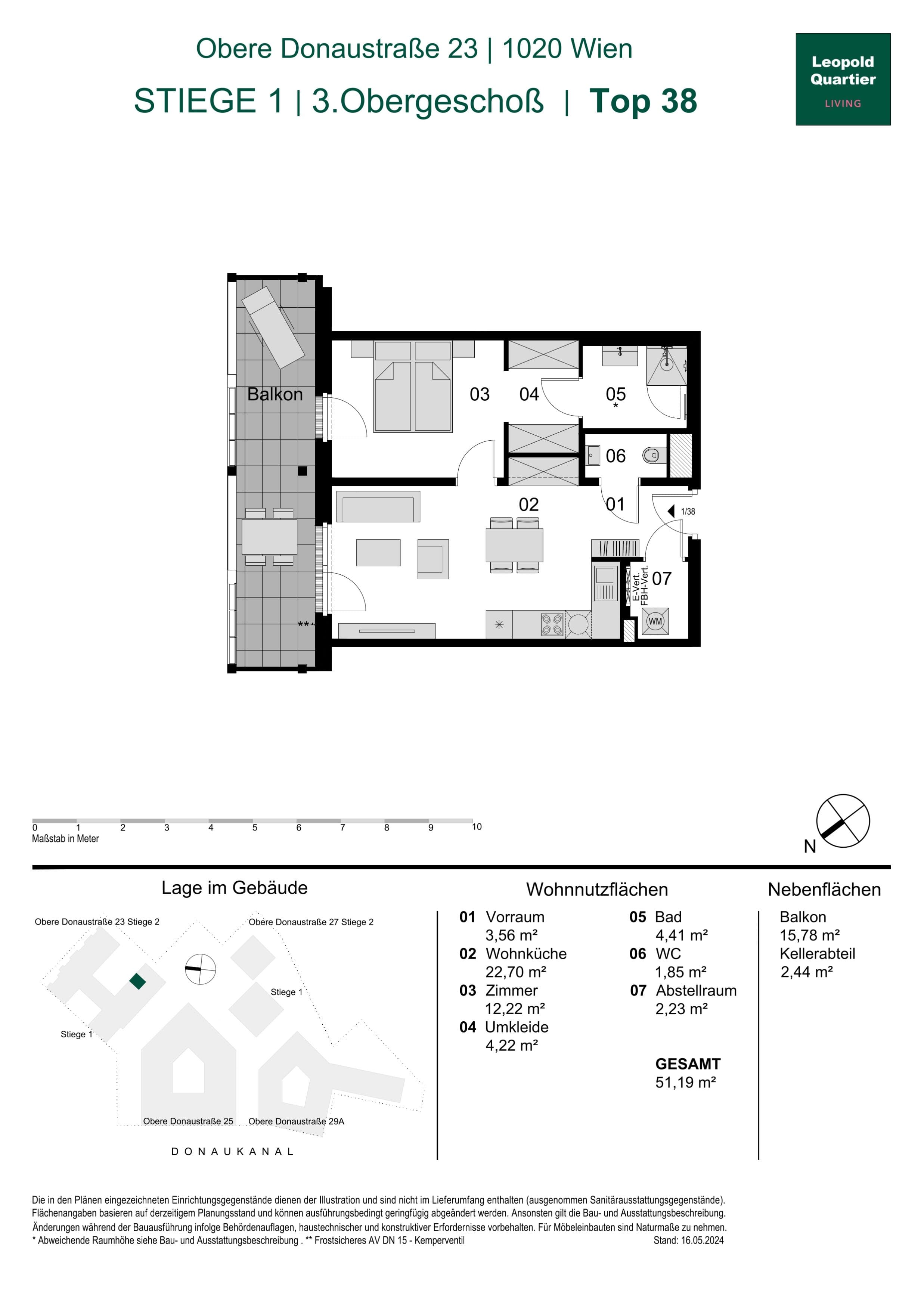 Grundriss 89082 — LeopoldQuartier LIVING — 2 Zimmer — 51,2 m² — 3rd floor