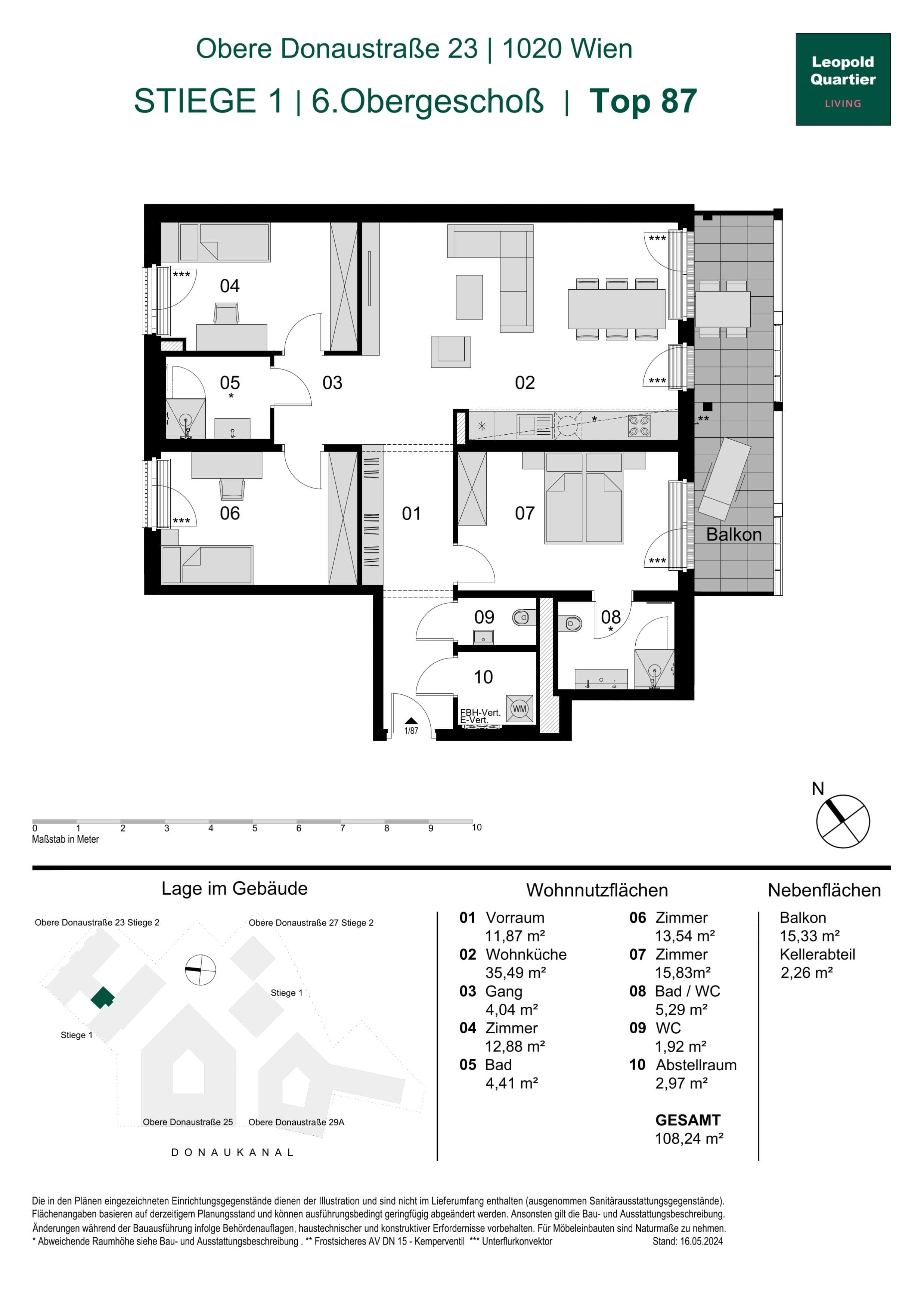 Grundriss 89131 — LeopoldQuartier LIVING — 4 Zimmer — 108,2 m² — 6th floor