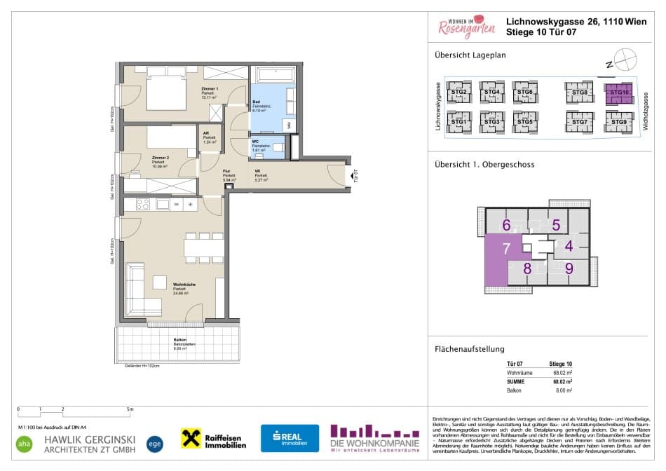 Grundriss Top 960-72545 — Rosengarten – Lichnowskygasse 26 — 3 Zimmer — 68 m²