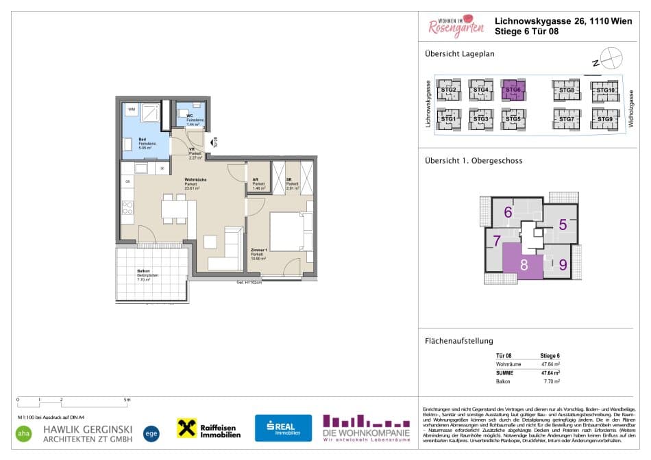 Grundriss Top 960-72481 — Rosengarten – Lichnowskygasse 26 — 2 Zimmer — 47,6 m²