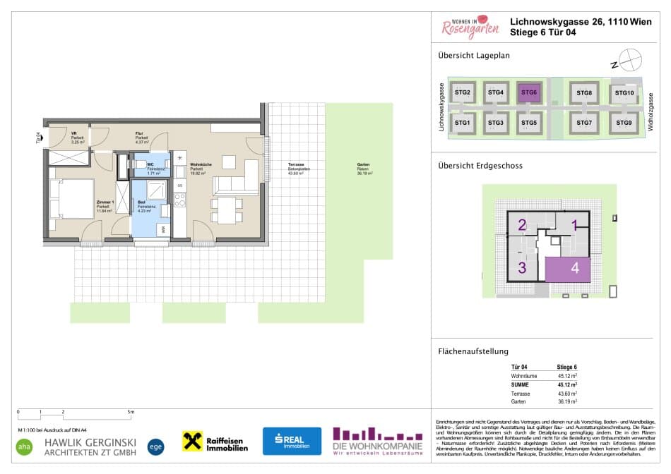 Grundriss Top 960-72477 — Rosengarten – Lichnowskygasse 26 — 2 Zimmer — 45,3 m²