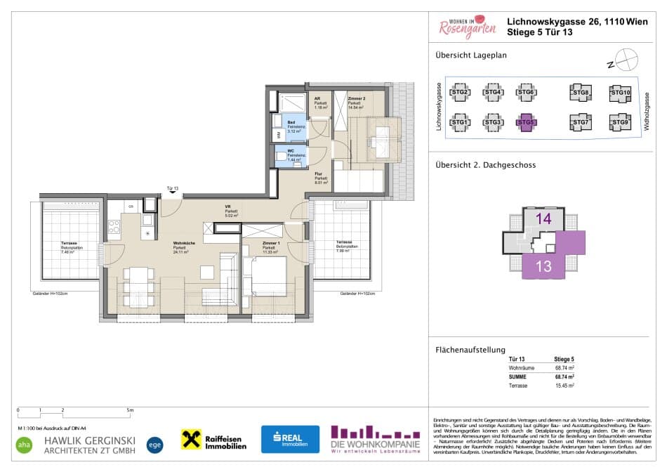Grundriss Top 960-72472 — Rosengarten – Lichnowskygasse 26 — 3 Zimmer — 68,6 m²