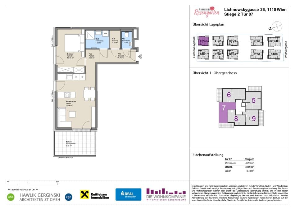 Grundriss Top 960-72424 — Rosengarten – Lichnowskygasse 26 — 2 Zimmer — 48,9 m²