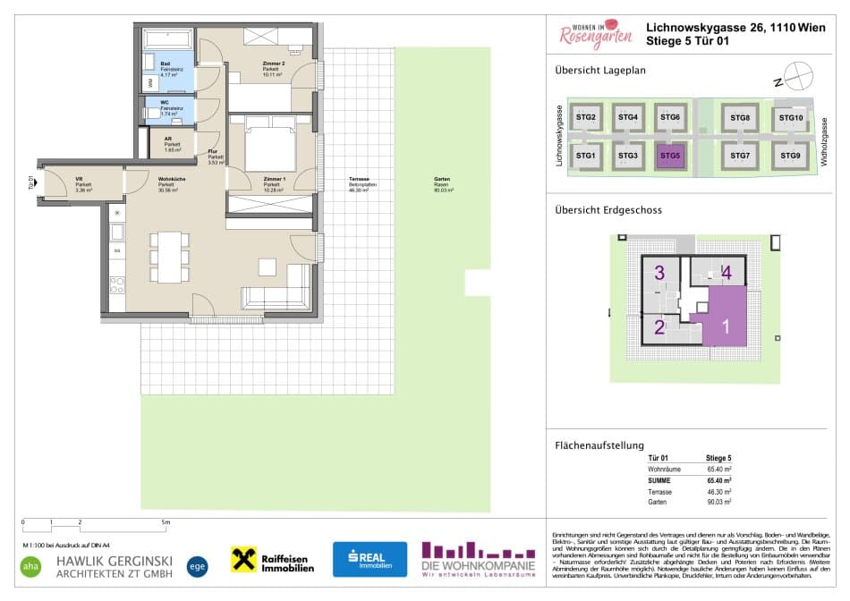 Grundriss Top 960-72460 — Rosengarten – Lichnowskygasse 26 — 3 Zimmer — 65,4 m²