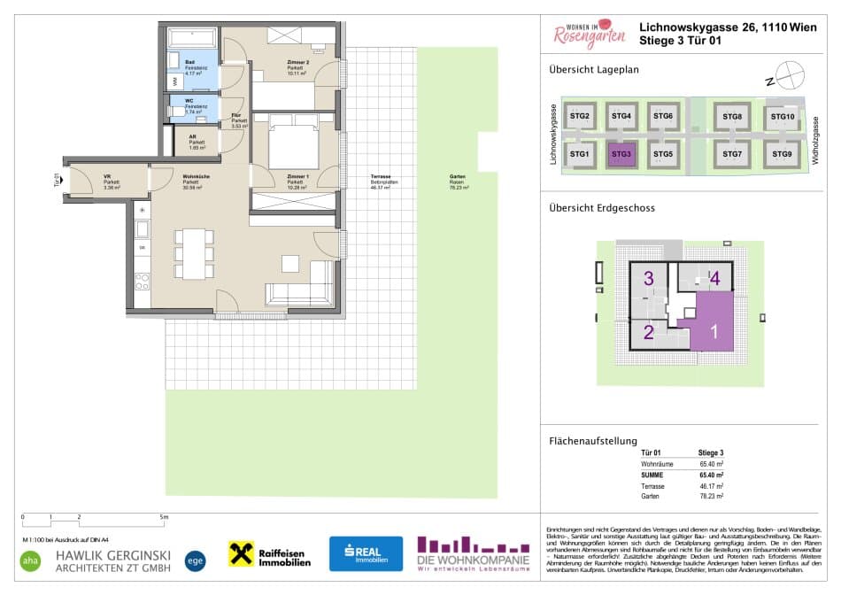 Grundriss Top 960-72432 — Rosengarten – Lichnowskygasse 26 — 3 Zimmer — 65,4 m²