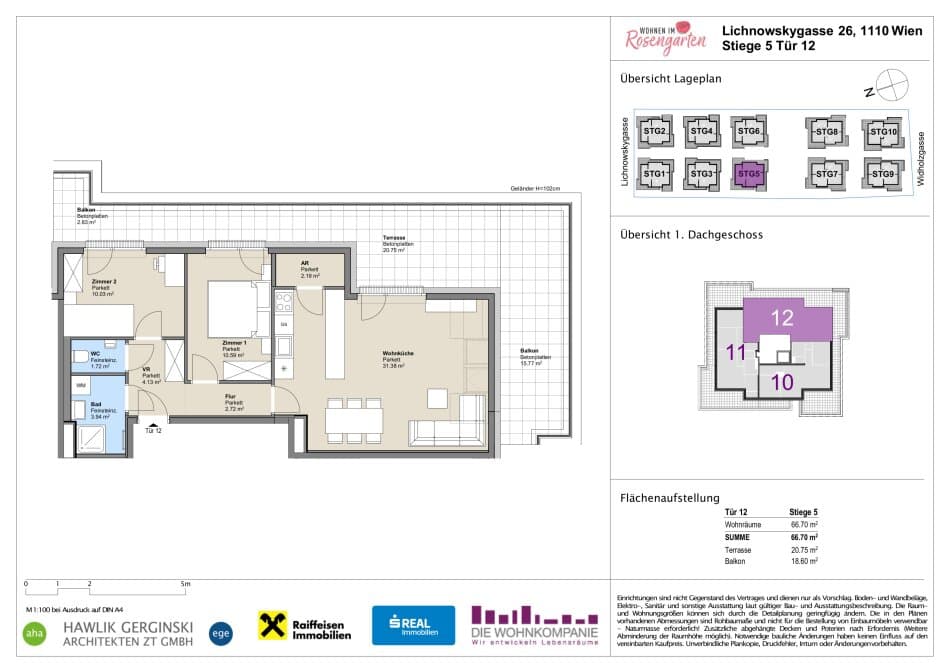 Grundriss Top 960-72471 — Rosengarten – Lichnowskygasse 26 — 3 Zimmer — 66,7 m²