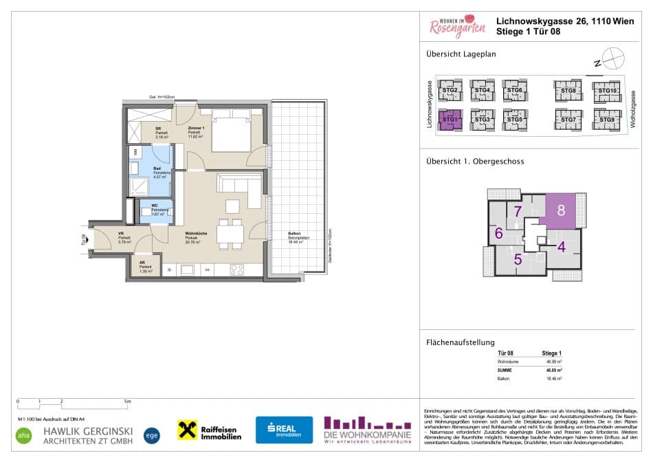 Grundriss Top 960-72410 — Rosengarten – Lichnowskygasse 26 — 2 Zimmer — 46,9 m²