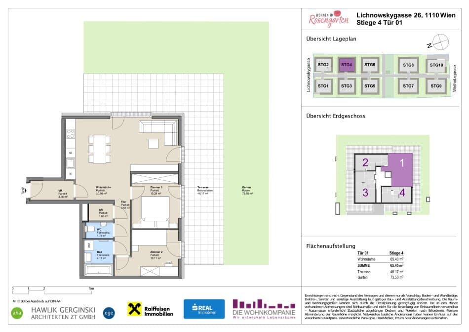 Grundriss Top 960-72446 — Rosengarten – Lichnowskygasse 26 — 3 Zimmer — 65,4 m²