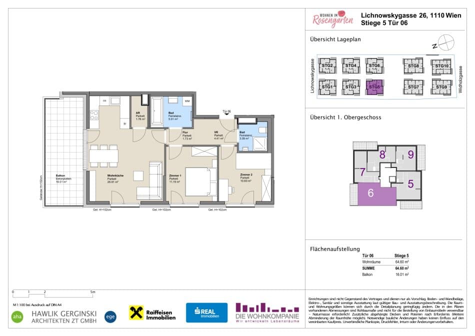 Grundriss Top 960-72465 — Rosengarten – Lichnowskygasse 26 — 3 Zimmer — 64,7 m²