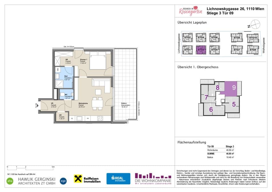Grundriss Top 960-72440 — Rosengarten – Lichnowskygasse 26 — 2 Zimmer — 46,9 m²
