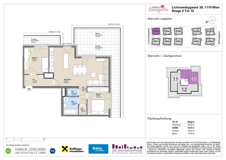 Grundriss Top 960-72427 — Rosengarten – Lichnowskygasse 26 — 3 Zimmer — 69,4 m²