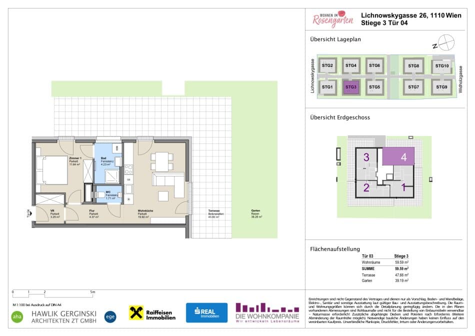 Grundriss Top 960-72435 — Rosengarten – Lichnowskygasse 26 — 2 Zimmer — 45,3 m²