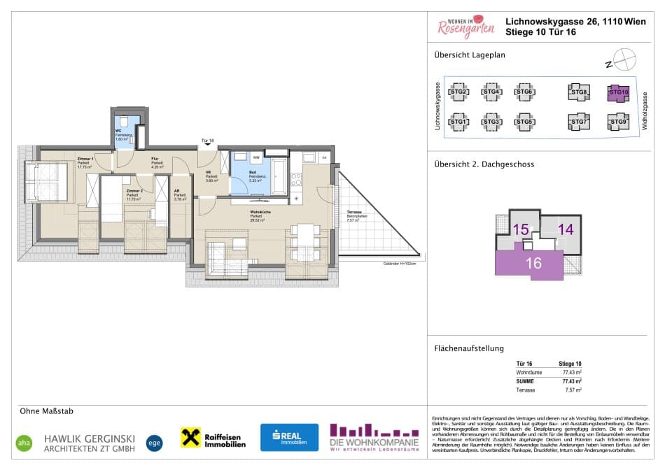 Grundriss Top 960-72554 — Rosengarten – Lichnowskygasse 26 — 3 Zimmer — 73,2 m²