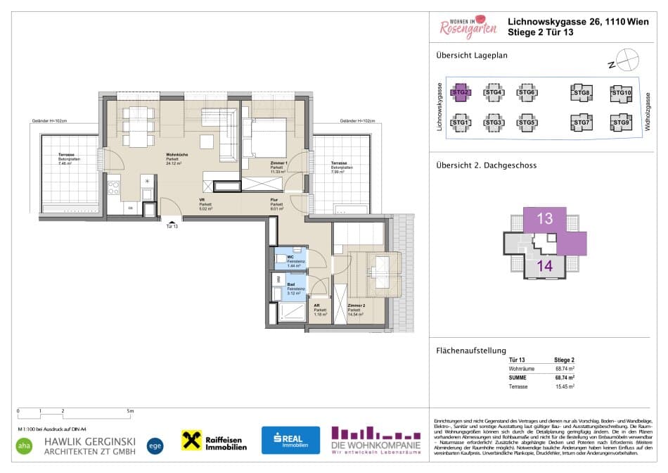 Grundriss Top 960-72430 — Rosengarten – Lichnowskygasse 26 — 3 Zimmer — 68,4 m²