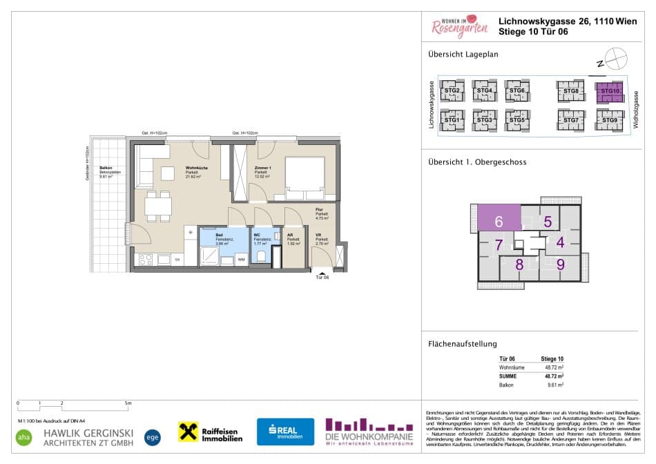 Grundriss Top 960-72544 — Rosengarten – Lichnowskygasse 26 — 2 Zimmer — 48,8 m²