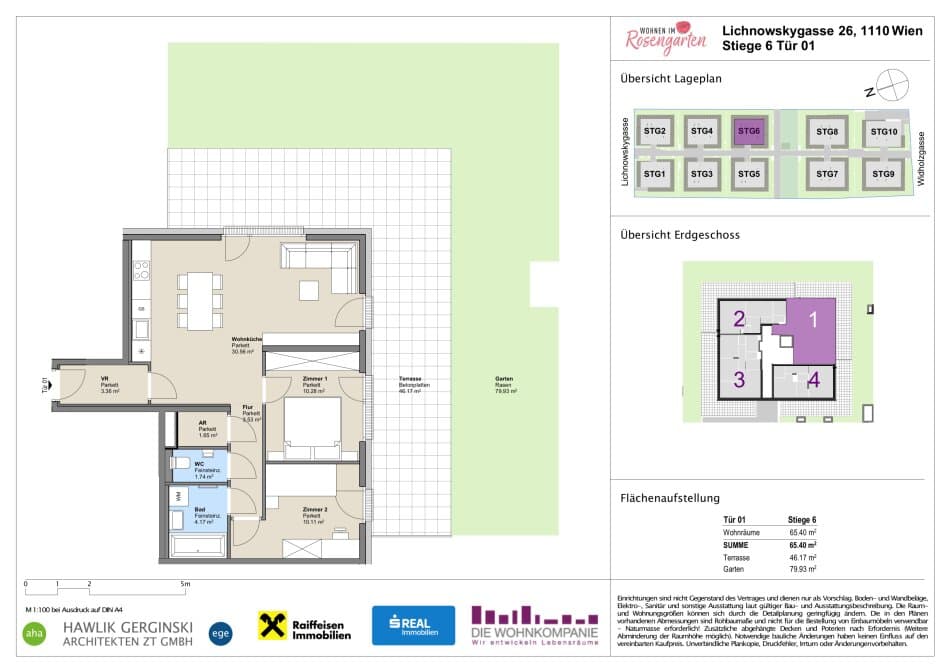 Grundriss Top 960-72474 — Rosengarten – Lichnowskygasse 26 — 3 Zimmer — 65,4 m²