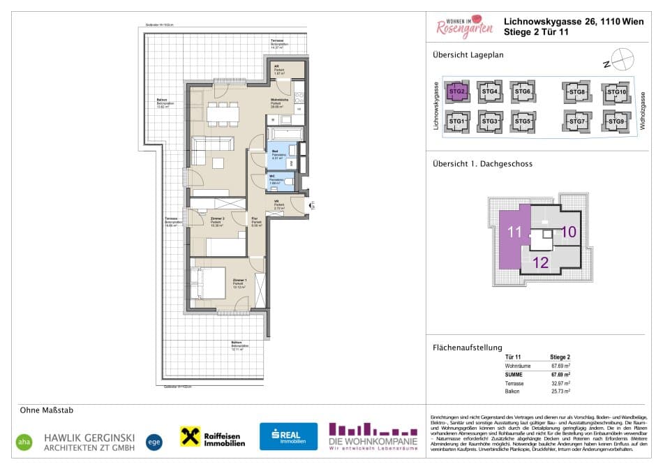 Grundriss Top 960-72428 — Rosengarten – Lichnowskygasse 26 — 3 Zimmer — 67,5 m²