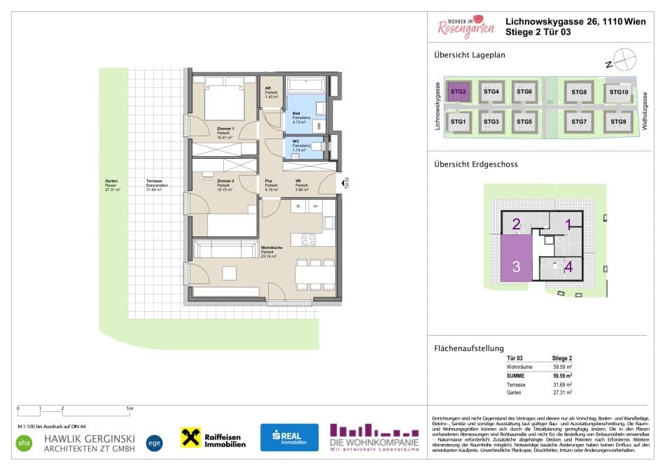 Grundriss Top 960-72418 — Rosengarten – Lichnowskygasse 26 — 3 Zimmer — 59,6 m²
