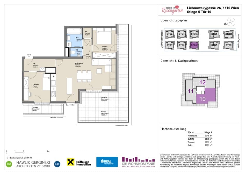 Grundriss Top 960-72469 — Rosengarten – Lichnowskygasse 26 — 3 Zimmer — 69,4 m²