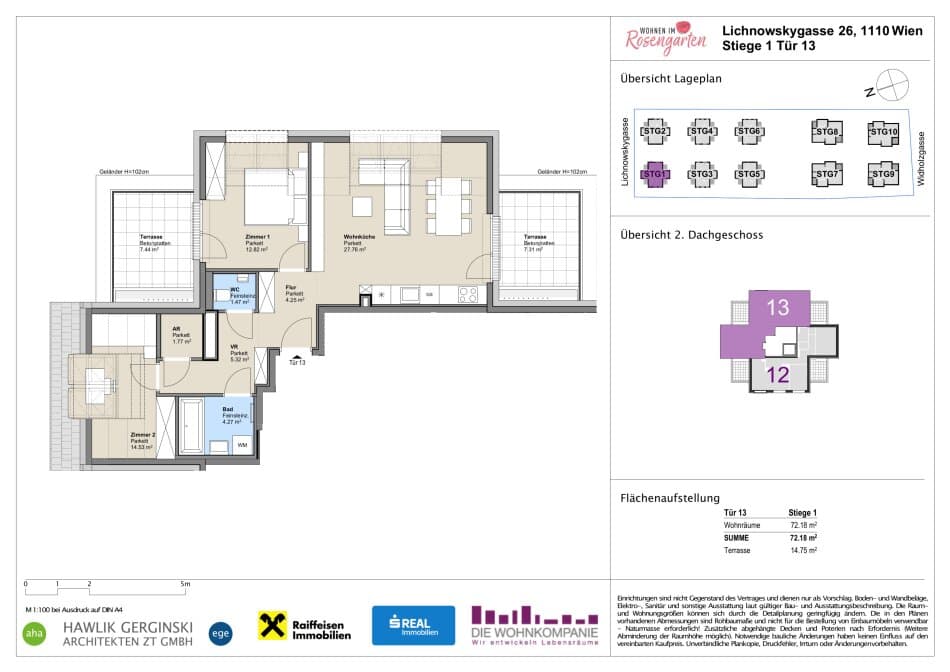 Grundriss Top 960-72415 — Rosengarten – Lichnowskygasse 26 — 3 Zimmer — 72,2 m²