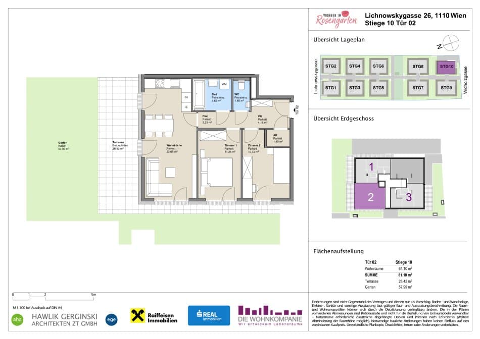 Grundriss Top 960-72540 — Rosengarten – Lichnowskygasse 26 — 3 Zimmer — 61,1 m²
