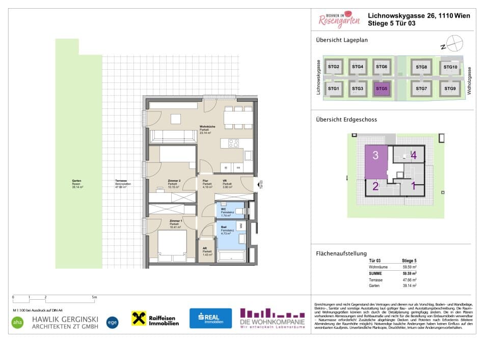 Grundriss Top 960-72462 — Rosengarten – Lichnowskygasse 26 — 3 Zimmer — 59,6 m²