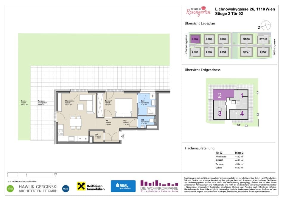 Grundriss Top 960-72417 — Rosengarten – Lichnowskygasse 26 — 2 Zimmer — 45 m²