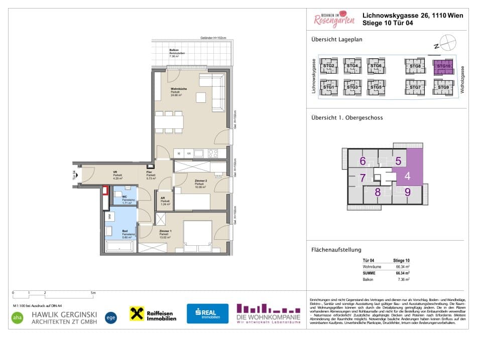 Grundriss Top 960-72542 — Rosengarten – Lichnowskygasse 26 — 3 Zimmer — 66,3 m²