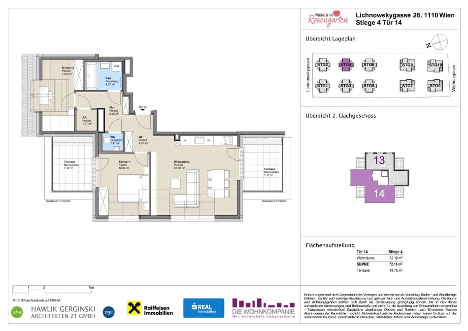 Grundriss Top 960-72459 — Rosengarten – Lichnowskygasse 26 — 3 Zimmer — 70,4 m²