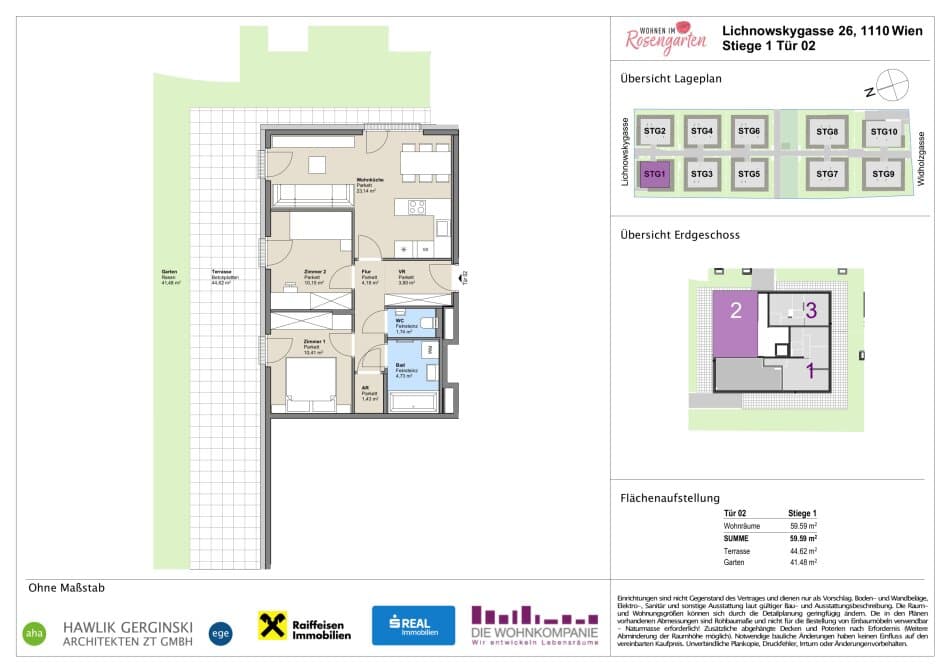 Grundriss Top 960-72403 — Rosengarten – Lichnowskygasse 26 — 3 Zimmer — 59,6 m²