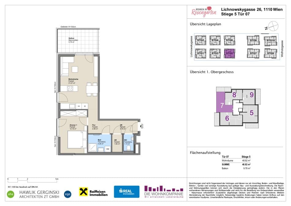 Grundriss Top 960-72466 — Rosengarten – Lichnowskygasse 26 — 2 Zimmer — 48,9 m²