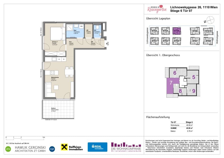 Grundriss Top 960-72480 — Rosengarten – Lichnowskygasse 26 — 2 Zimmer — 48,9 m²