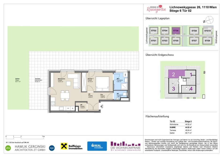 Grundriss Top 960-72475 — Rosengarten – Lichnowskygasse 26 — 2 Zimmer — 45 m²