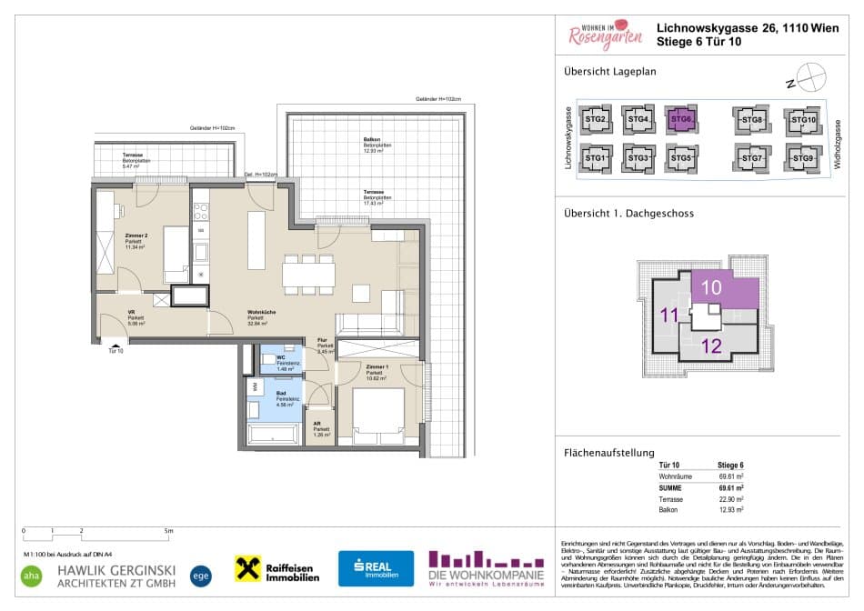 Grundriss Top 960-72483 — Rosengarten – Lichnowskygasse 26 — 3 Zimmer — 69,4 m²