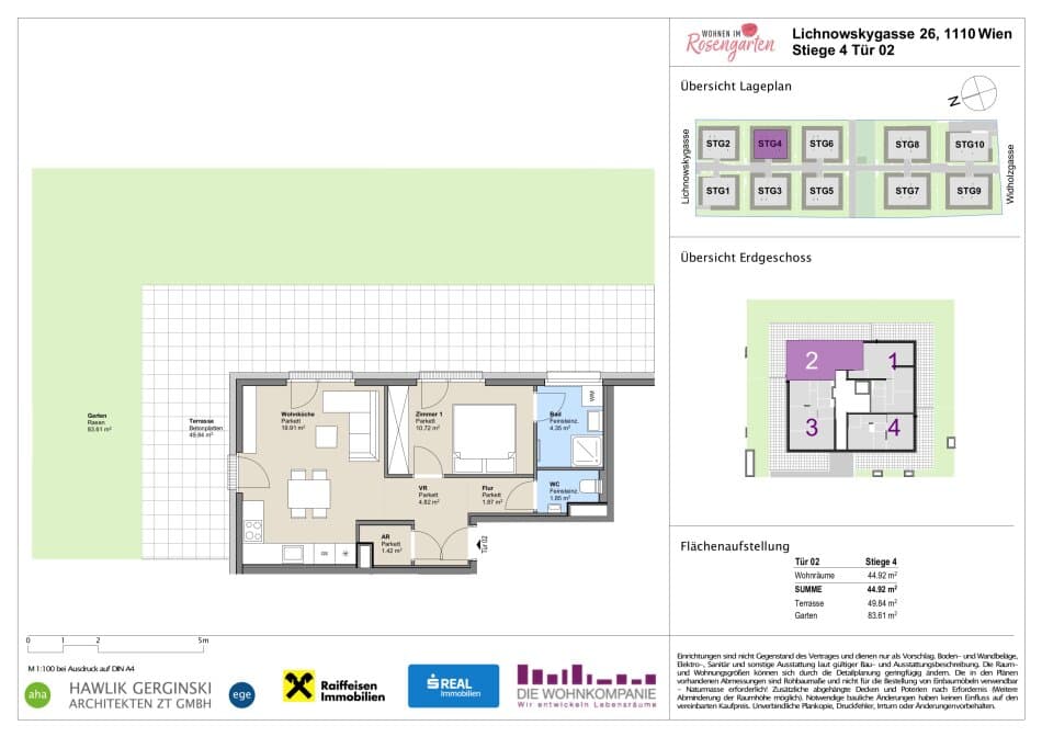 Grundriss Top 960-72447 — Rosengarten – Lichnowskygasse 26 — 2 Zimmer — 45 m²