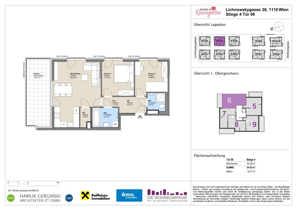 Grundriss Top 960-72451 — Rosengarten – Lichnowskygasse 26 — 3 Zimmer — 64,7 m²