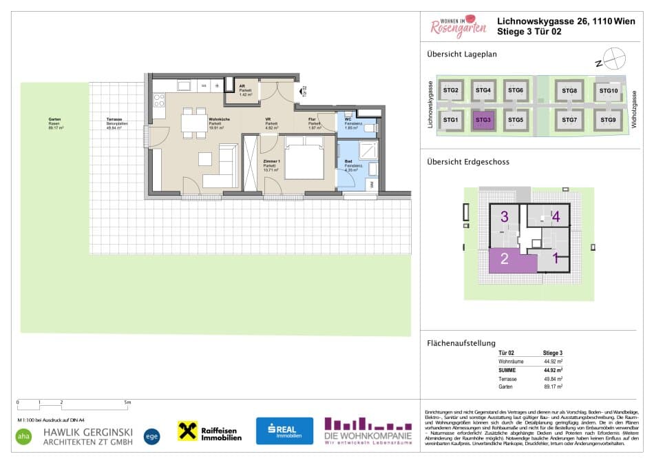 Grundriss Top 960-72433 — Rosengarten – Lichnowskygasse 26 — 2 Zimmer — 45 m²
