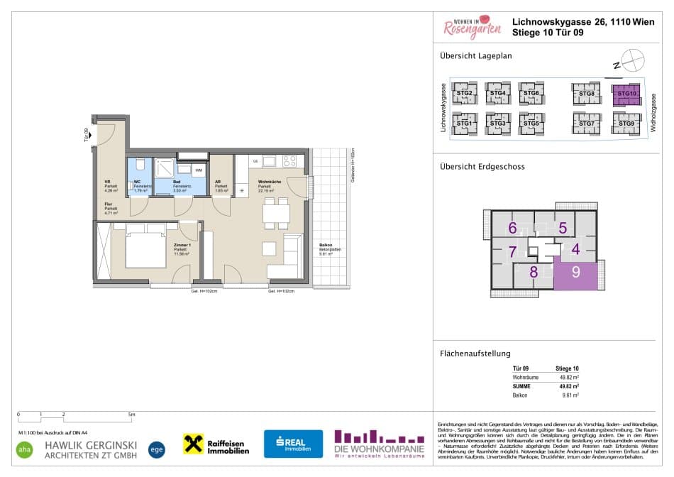 Grundriss Top 960-72547 — Rosengarten – Lichnowskygasse 26 — 2 Zimmer — 49,8 m²