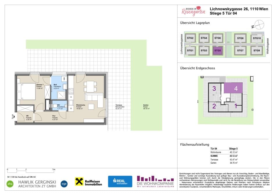 Grundriss Top 960-72463 — Rosengarten – Lichnowskygasse 26 — 2 Zimmer — 45,3 m²