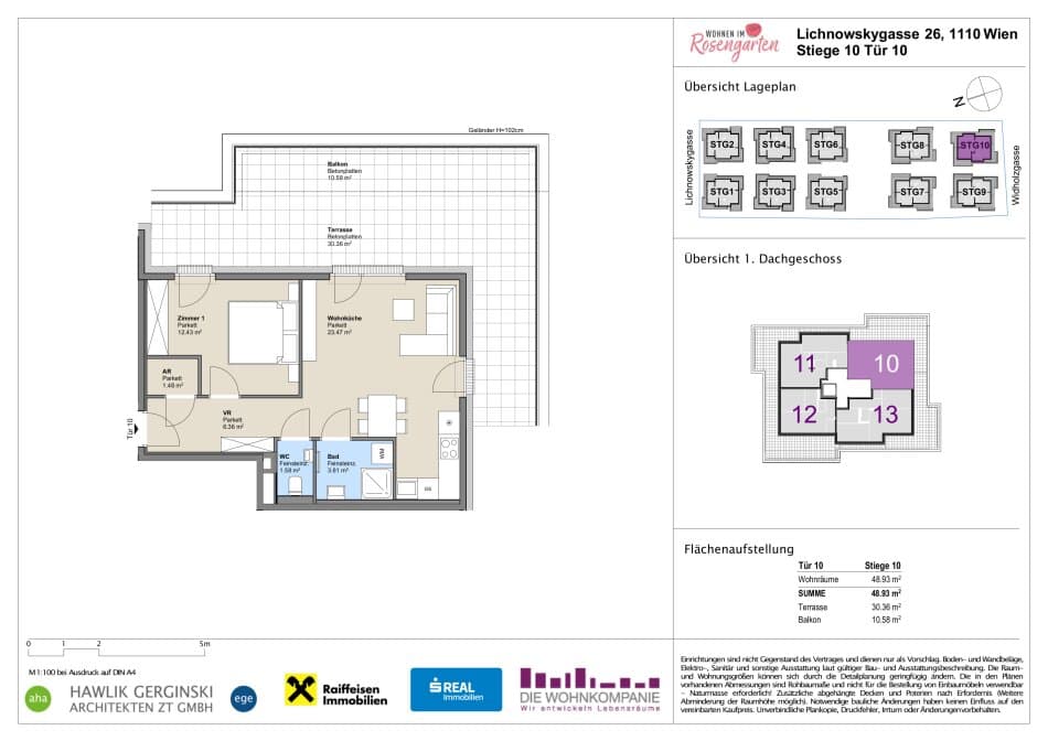 Grundriss Top 960-72548 — Rosengarten – Lichnowskygasse 26 — 2 Zimmer — 49 m²