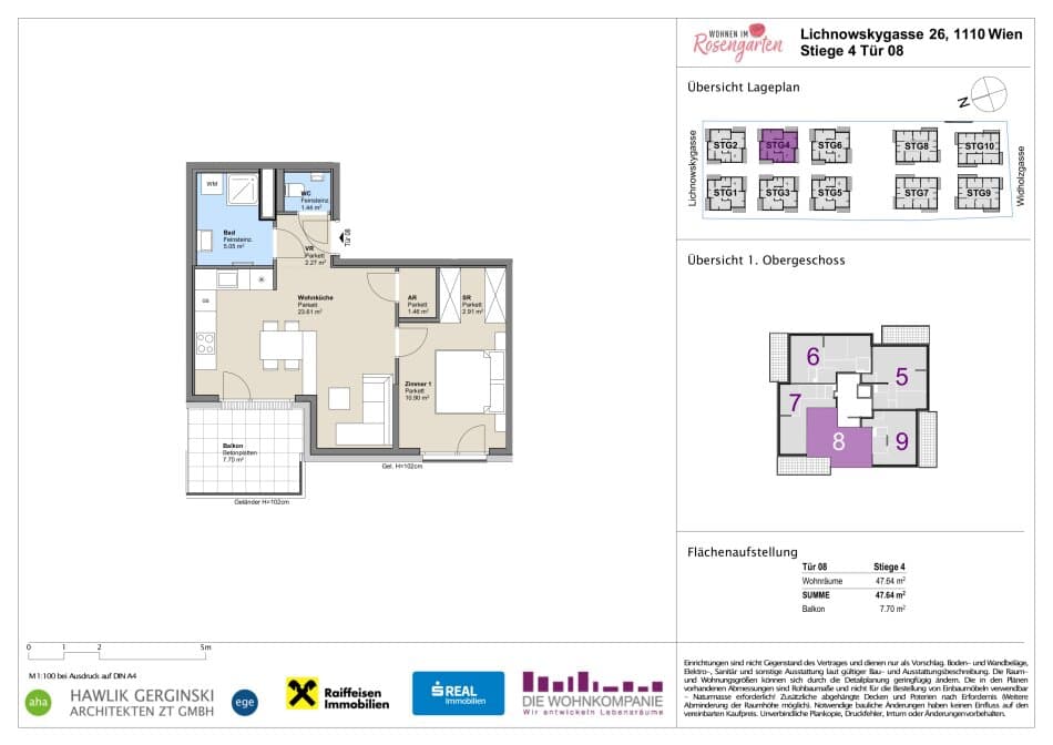 Grundriss Top 960-72453 — Rosengarten – Lichnowskygasse 26 — 2 Zimmer — 47,6 m²