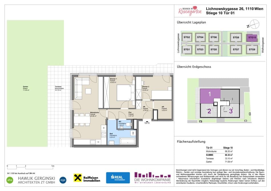 Grundriss Top 960-72539 — Rosengarten – Lichnowskygasse 26 — 3 Zimmer — 66,3 m²