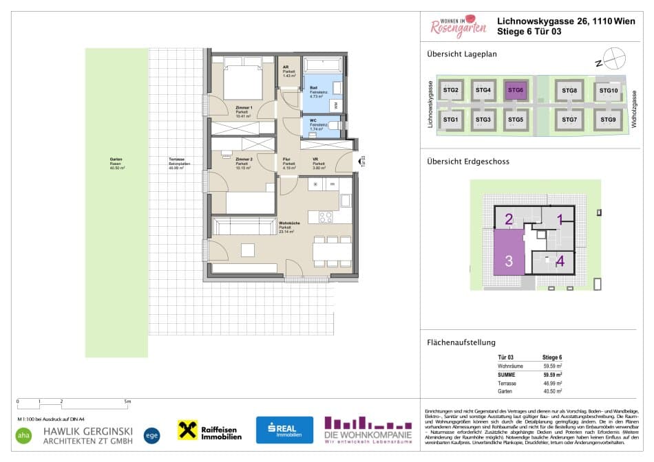 Grundriss Top 960-72476 — Rosengarten – Lichnowskygasse 26 — 3 Zimmer — 59,6 m²
