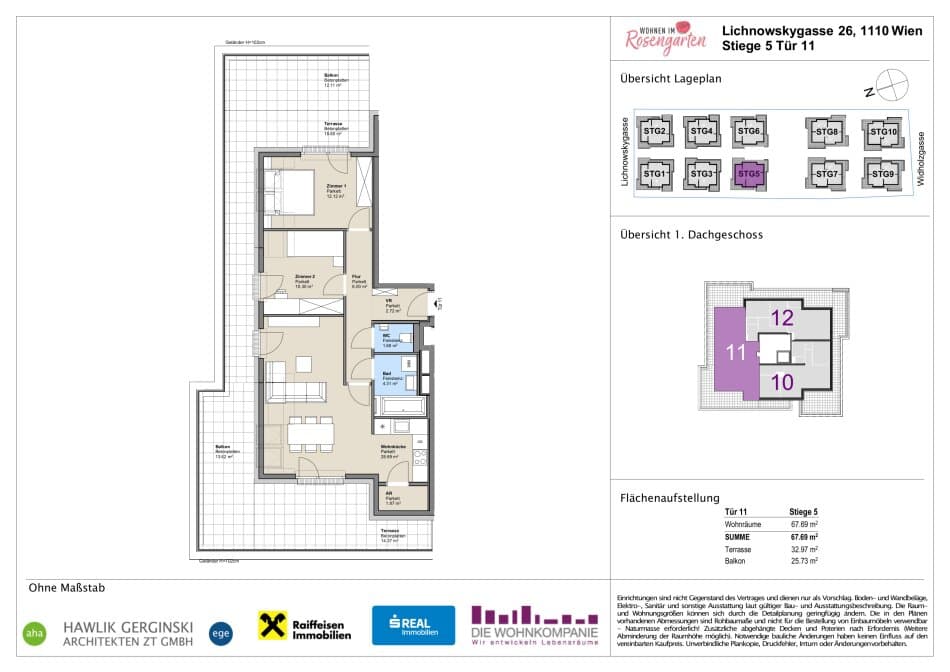Grundriss Top 960-72470 — Rosengarten – Lichnowskygasse 26 — 3 Zimmer — 67,5 m²