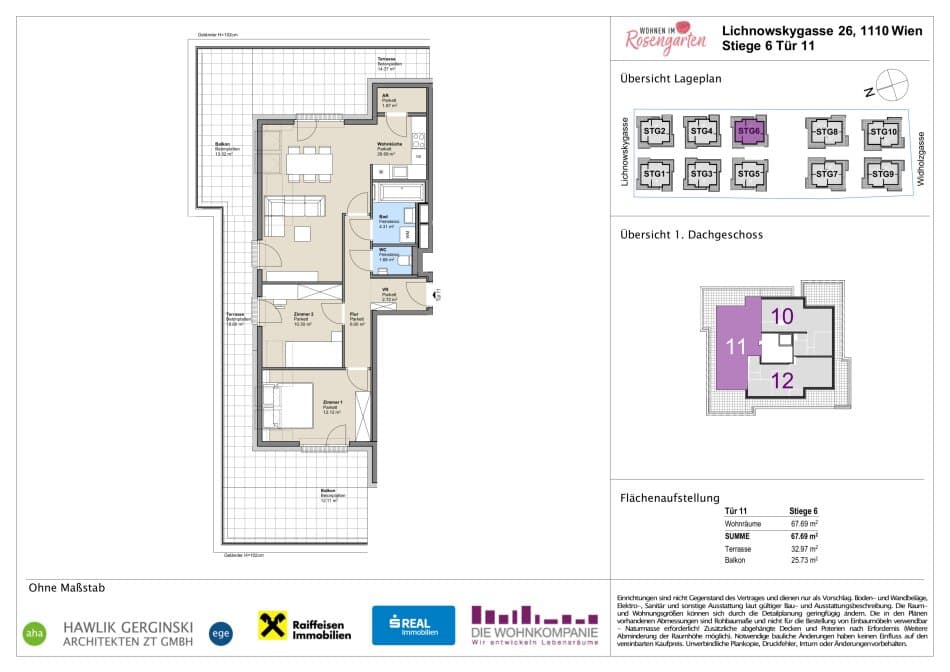 Grundriss Top 960-72484 — Rosengarten – Lichnowskygasse 26 — 3 Zimmer — 67,5 m²